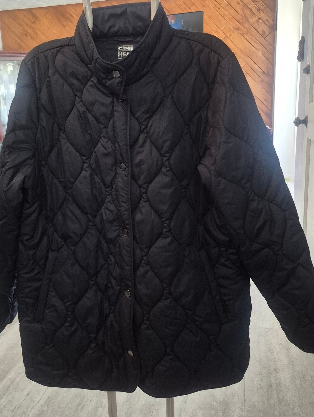 32 Degrees Heat Quilted Jacket Coat - Womens XL  Black, Snap Front